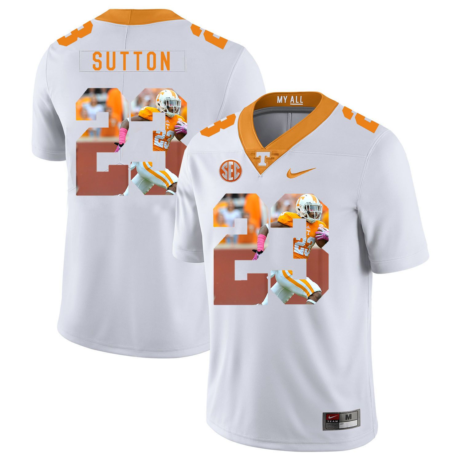 Men Tennessee Volunteers #23 Sutton White Fashion Edition Customized NCAA Jerseys